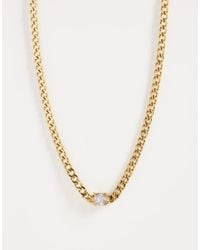 ASOS - Waterproof Stainless Steel Cubic Zirconia Crystal Station Chain Necklace - Lyst