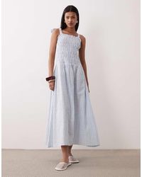 esmé studios - Esmee Tie Strap Shirred Maxi Beach Dress - Lyst