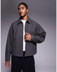 ASOS - Harrington Jack Met Wollook En Rechte Pasvorm - Lyst