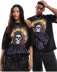ASOS - T-shirt unisex oversize nera con stampa su licenza "guns n' roses grim reaper" - Lyst