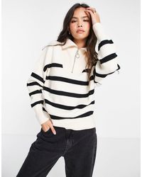 Vero Moda - Stripe Zip Through Jumper - Lyst