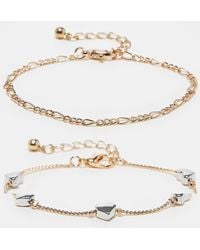 Reclaimed (vintage) - Confezione Da 2 Bracciali A Catenina Dorati Con Cuori - Lyst