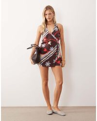ASOS - Cotton Linen Halter Neck Wrap Mini Sundress - Lyst