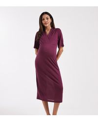 Mama.licious - Mamalicious Maternity Short Sleeve Wrap Front Jersey Midi Dress - Lyst