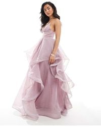 True Decadence - V-Neck Ruffle Skirt Maxi Dress - Lyst