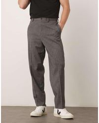 ASOS - Pantaloni Eleganti Comodi Affusolati Neri A Spina Di Pesce - Lyst