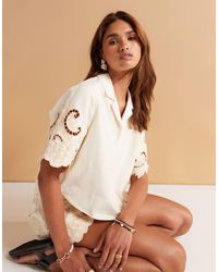 ASOS - Top d'ensemble en denim souple avec détails crochetés - écru - Lyst