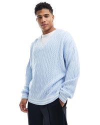 ASOS - Oversized Cable Knit Cricket Jumper - Lyst