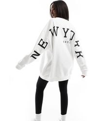 Missy Empire - Felpa bianca con scritta "new york" sul retro - Lyst