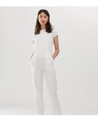 ASOS Asos Design Tall Casual Strappy Dungaree - White