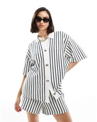 ASOS - Textured Striped Resort Shirt - Lyst
