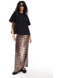 ASOS - 2 In 1 T-shirt Dress With Cami Midi Sheer Slip Dress In Leopard Print - Lyst