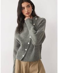 Pretty Lavish - Knitted Asymmetric Buttoned Cardigan - Lyst