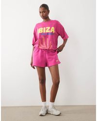 Kaiia - Cotton Rich Embroidered Logo Mini Sweat Shorts - Lyst