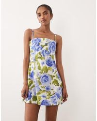 ASOS - Cotton Linen Cami Mini Sundress With Shaped Bust - Lyst