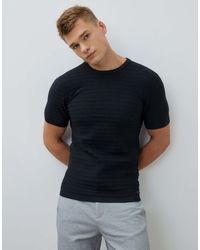River Island - Textured Muscle Fit T-Shirt - Lyst