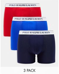 Polo Ralph Lauren - Confezione da 3 boxer aderenti , rossi e blu con fascia - Lyst