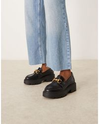 Asos Design Wide Fit - Milan Chunky Chain Detail Loafers - Lyst