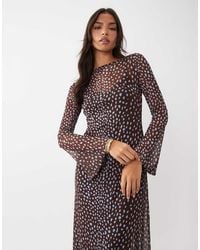 Never Fully Dressed - Mesh Overlay Boat Neck Flare Sleeve Maxi Dress - Lyst