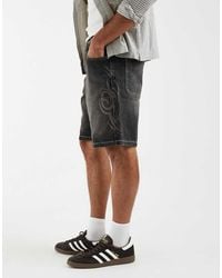 Hollister - Y2k baggy Denim Short With Flame Print - Lyst