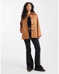 ONLY - Faux Suede Trucker Jacket - Lyst