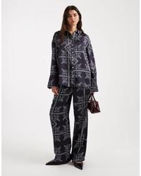 4th & Reckless - Satin Elasticated Waist Wide Leg Trousers Co-Ord - Lyst
