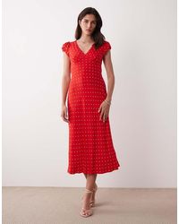 Nobody's Child - Polka Dot V-Neck Lina Midi Dress - Lyst