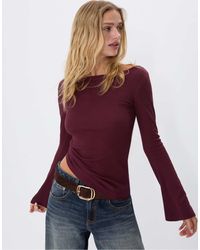 Stradivarius - T-shirt basique à manches cloche - aubergine - Lyst