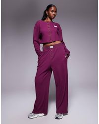 ASOS - Joggers De Pernera Ancha De Punto Gofrado Con Detalles De Nailon De Weekend Collective (Parte De Un Conjunto)-Morado - Lyst