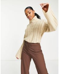Jdy - Roll Neck Cable Knit Jumper - Lyst
