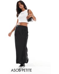 ASOS - Asos Design Petite Satin Bias Midi Skirt - Lyst