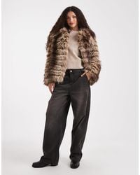 ASOS - Patched Stripe Short Faux Fur Jacket - Lyst