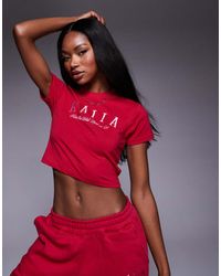 Kaiia - Embroide Logo Baby Tee Co-ord - Lyst