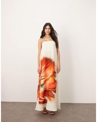 ARRANGE - Rechte Maxi Bandeau-Jurk Met Structuur En Korset - Lyst
