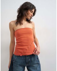 TOPSHOP - Bandeau Button Detail Top - Lyst