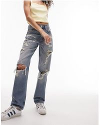 TOPSHOP - Dad Jeans With Extreme Rip & Repair - Lyst