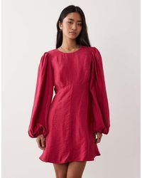 Nobody's Child - Nicki Occasion Round Neck Puff Sleeve Mini Dress - Lyst