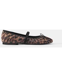 Pull&Bear - Ballerina's Met Luipaardprint En Gerimpelde Afwerking - Lyst