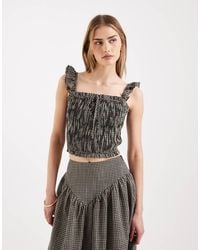 Daisy Street - Shirred Cami Top With Ruffle Straps - Lyst