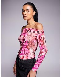 AFRM - Asymmetric Off Shoulder Mesh Top - Lyst