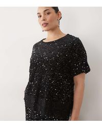 Vila Curve - Sequin & Velour T-Shirt Co-Ord With Lace Trim - Lyst
