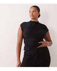 ASOS - Asos Design Curve Slinky Ruched Drape Detail Top - Lyst