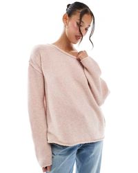 Miss Selfridge - Asymmetrische Behaaglijke Ruimvallende Gebreide Trui Met Blote Schouder - Lyst