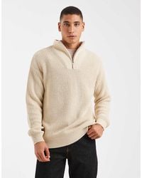 New Look - Fisherman Knit 1/4 Zip Jumper - Lyst