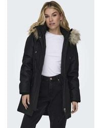 ONLY - Iris Parka De Invierno Con Piel Sintética En Negro - Lyst