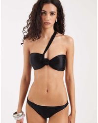 Vero Moda - One Shoulder Bandeau Bikini Top With Floral Corsage Detail - Lyst