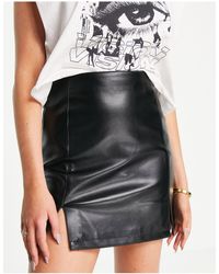 Miss Selfridge - Faux Leather Mini Skirt With Side Split - Lyst