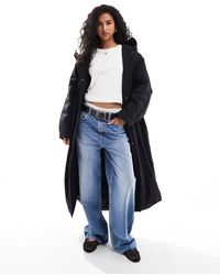 ASOS - Effen Gewatteerd Jack Met Lange Pasvorm En Capuchon - Lyst