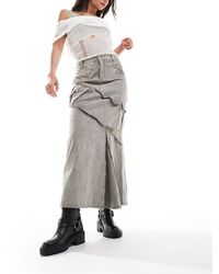 Reclaimed (vintage) - Lightweight Denim Maxi Skirt With Seam Detail - Lyst