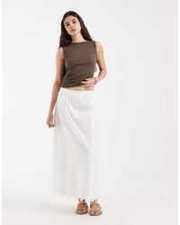 Pieces - Embroidered Hem Cotton Boho Maxi Skirt - Lyst